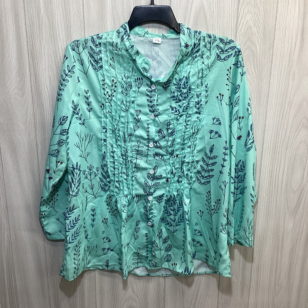 UNBRANDED Women's (Size XXL) Long Sleeve Button Down Shirt‎ Botanical